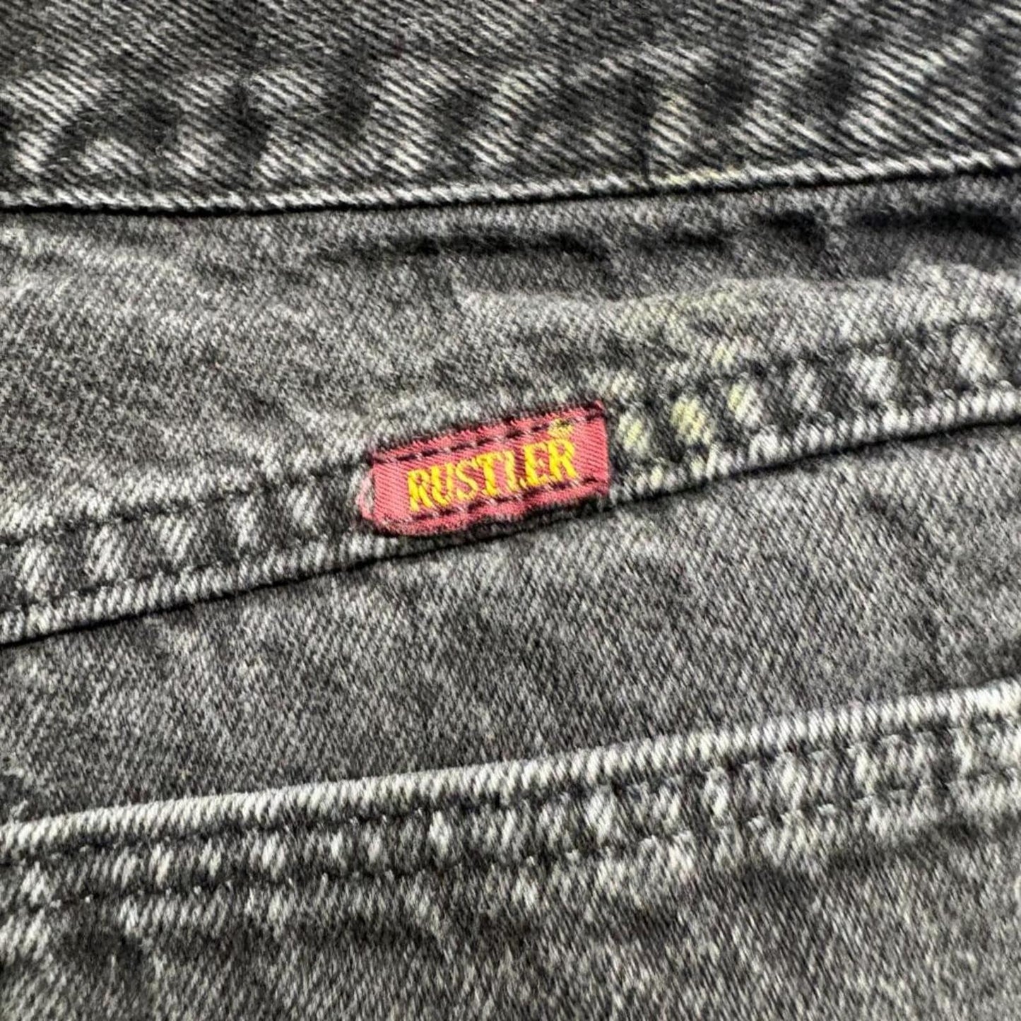 Rustler Mens Jeans 31x30 Black Denim Straight Leg Regular Fit Workwear