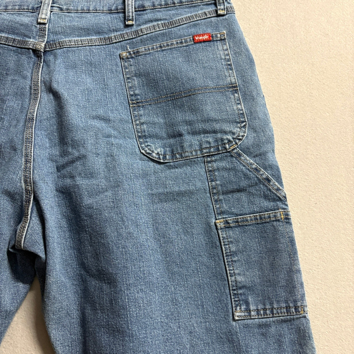 Wrangler Carpenter Denim Shorts Mens 44 Blue Stretch Utility Workwear