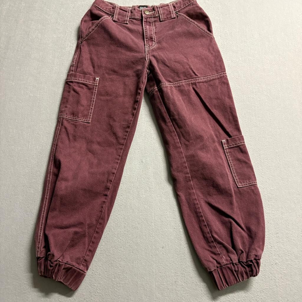 BDG Urban Outfitters Cargo Jogger Pants Womens 27 Burgundy Maroon Contrast