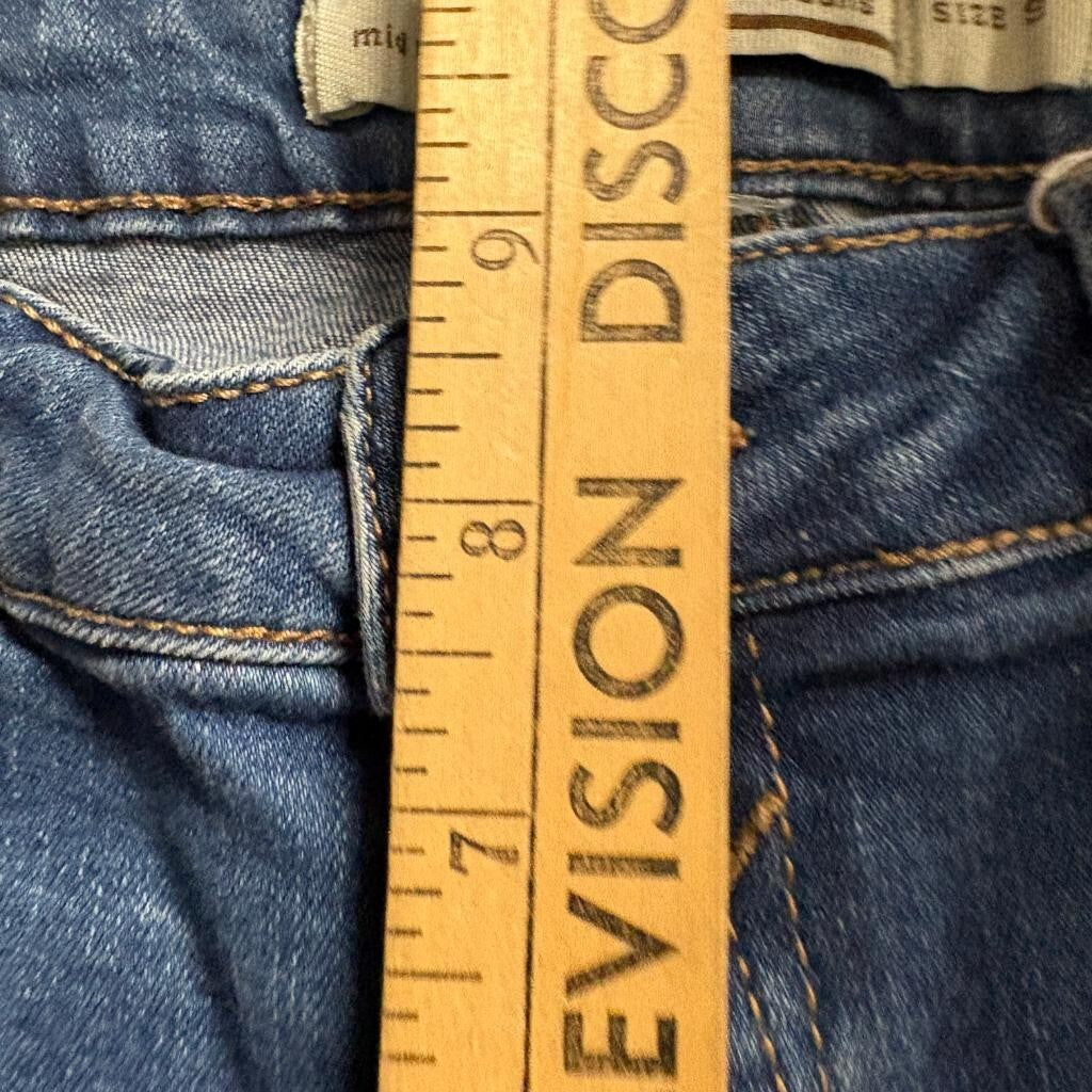 I & M Premium Jeans Womens Size 9 Blue Mid Rise Distressed Ripped Knee Skinny