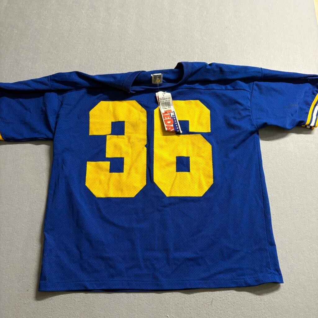 Vintage Los Angeles Rams Competitor Mesh Jersey Mens XL Blue Yellow 36 USA Made