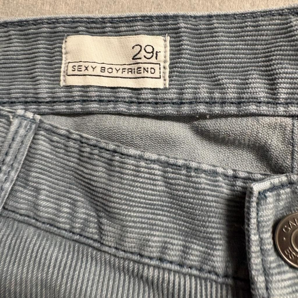 Gap 1969 Corduroy Pants Womens 29r Sexy Boyfriend Gray Blue Cord Pants