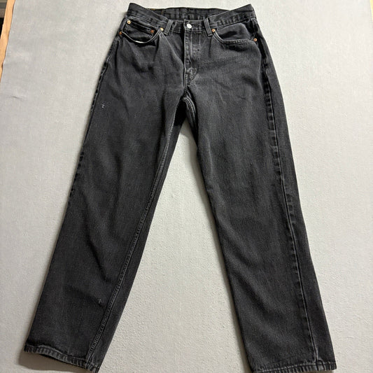 Levis 550 Relaxed Fit Black Denim Jeans Mens 34x34 Measured 31x31.5 Vintage Look