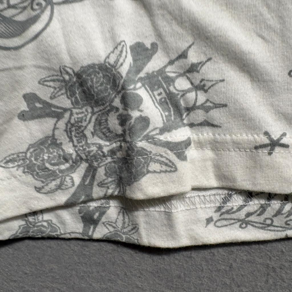 Southpole T-Shirt Mens XL White All Over Print Skull Tattoo Graphic Y2K New