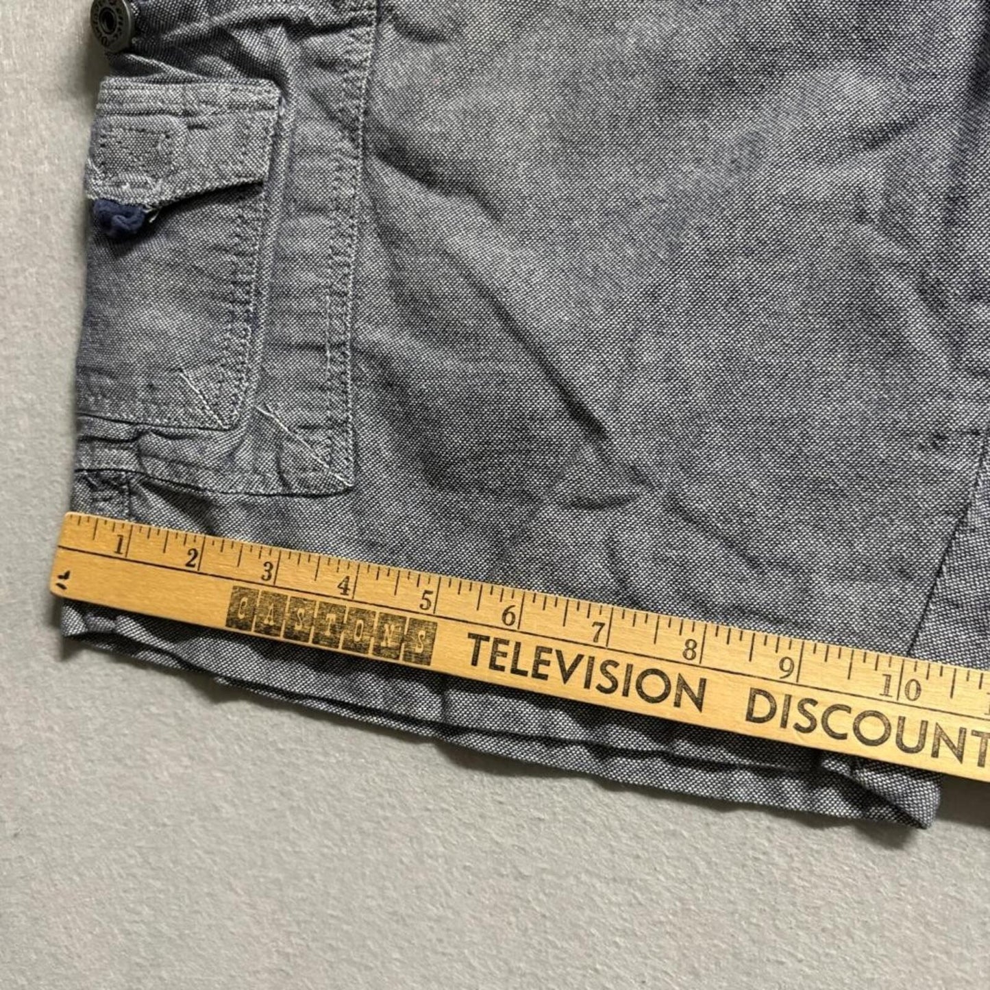 Vintage Genes 1891 Cargo Shorts Mens 36 Gray Cotton Chambray Original Stacked
