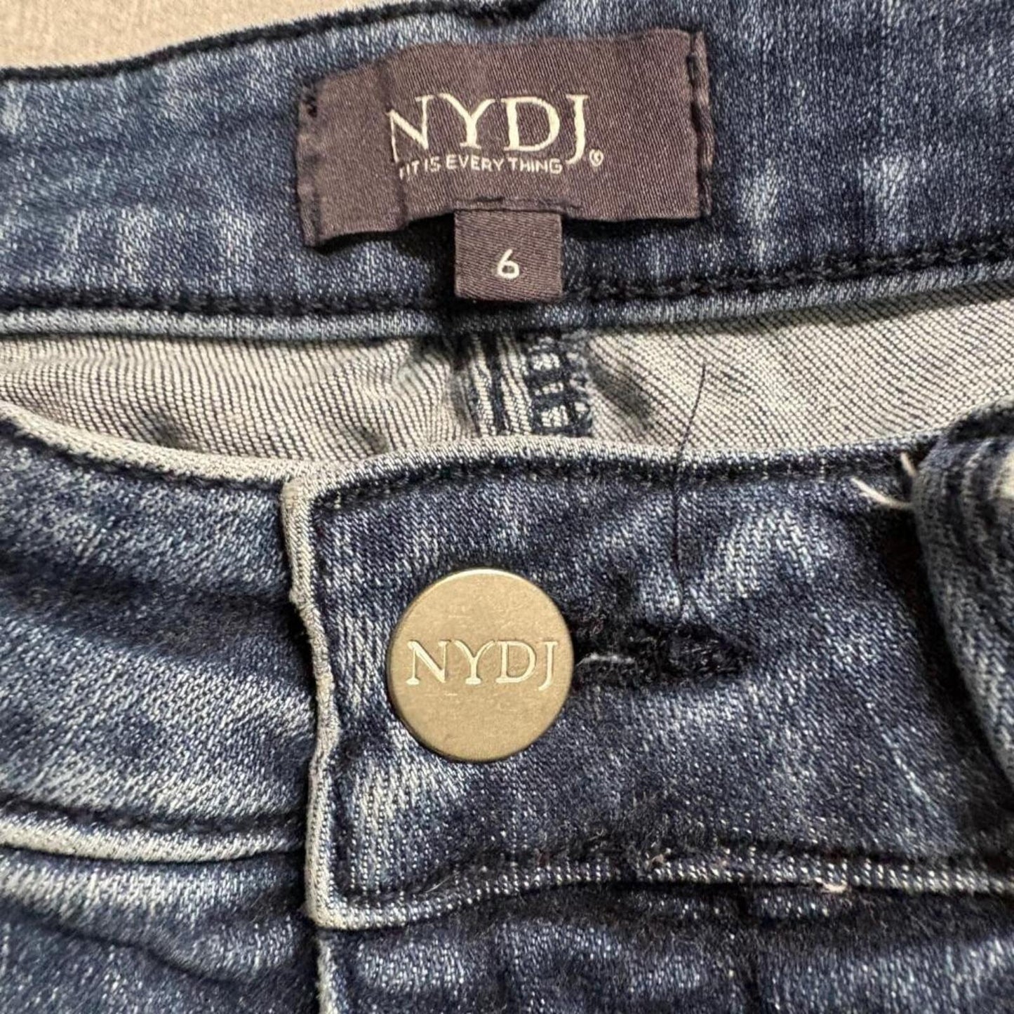 NYDJ Sheri Slim Jeans Womens 6 Blue Denim Lift Tuck Stretch Straight Leg
