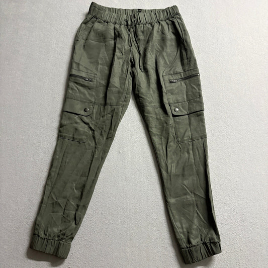 Banana Republic Petite XXS Cargo Jogger Pants Olive Green Lyocell Elastic Waist
