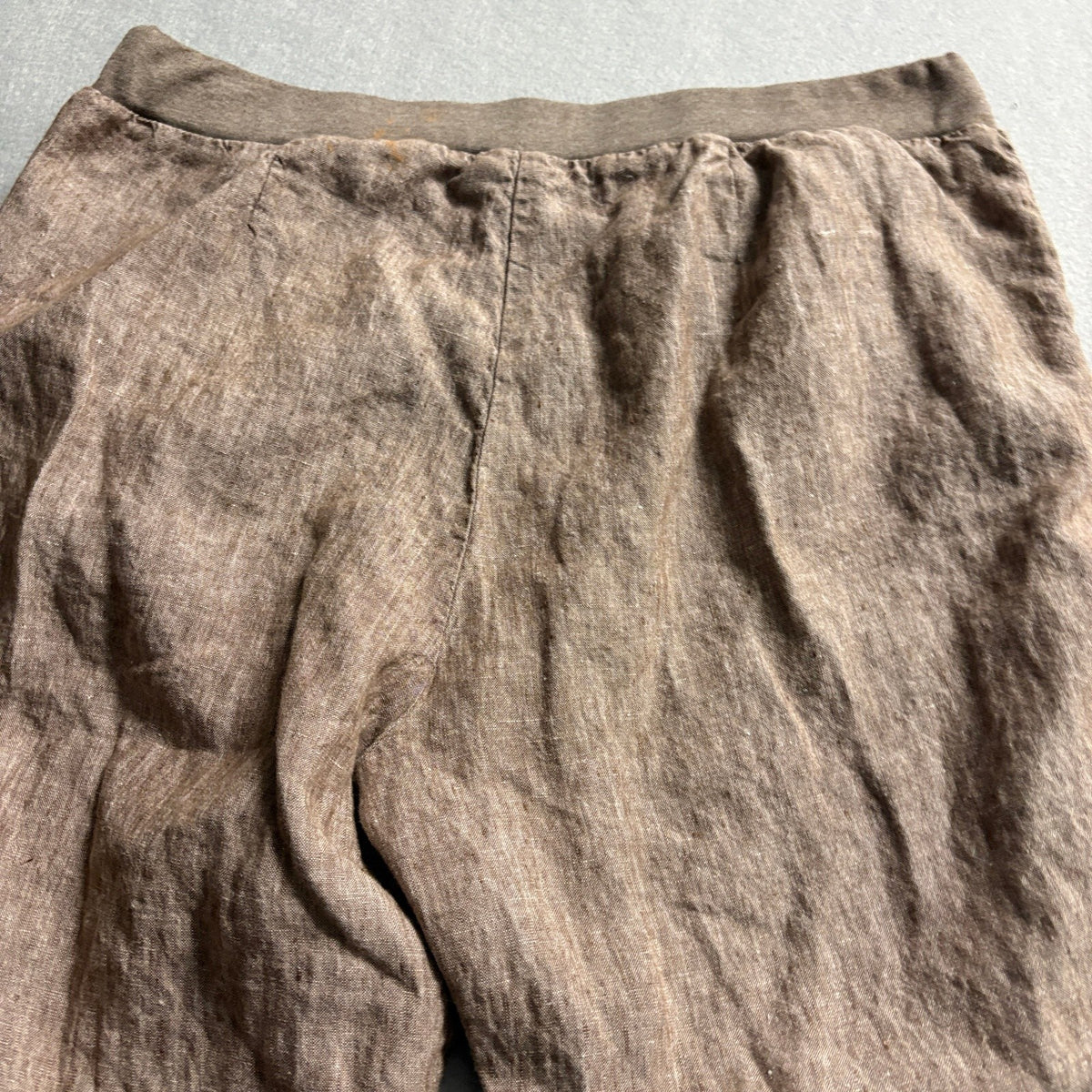 J.Jill Love Linen Pants Womens Medium Brown Tapered Leg Elastic Waist Casual