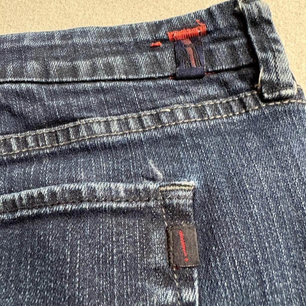 1717 Los Angeles Belle Bootcut Jeans Womens 29 Blue Denim Whiskered Stretch
