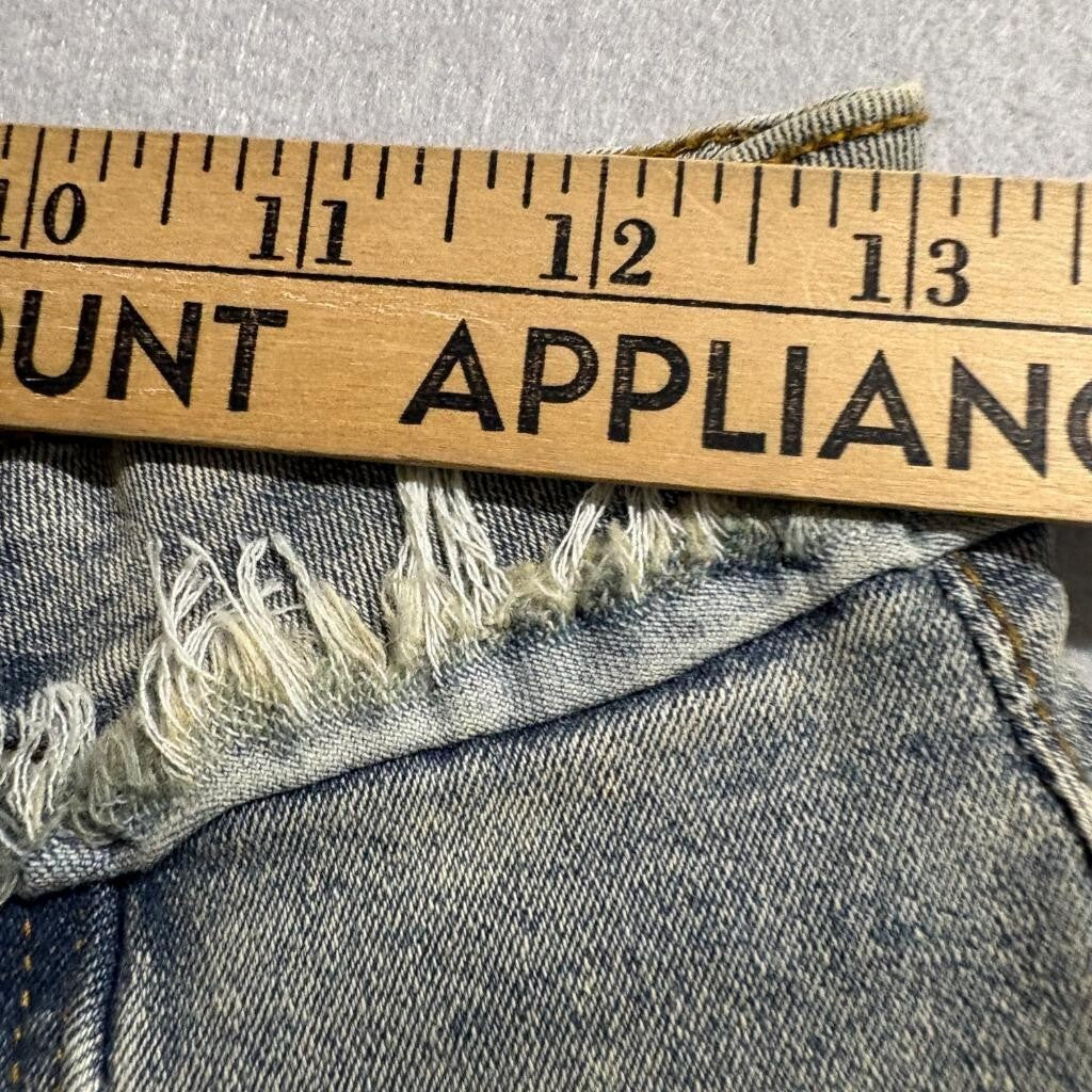 Shein Tall S Womens Blue Distressed Raw Hem Heart Star Patch Flare Jeans