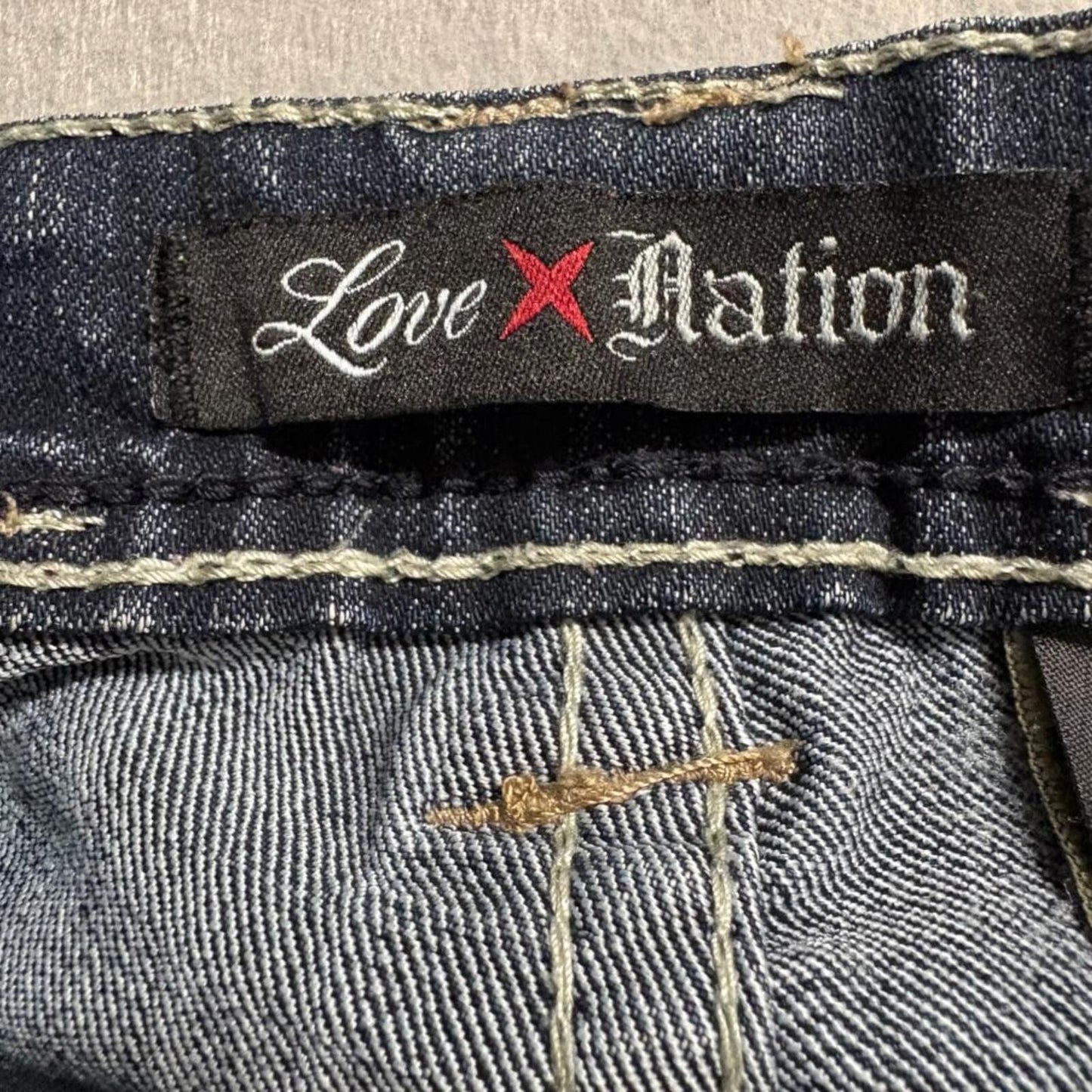 Love Nation Jeans Womens 12 Blue Denim Bootcut Thick Stitch Embroidered Pockets