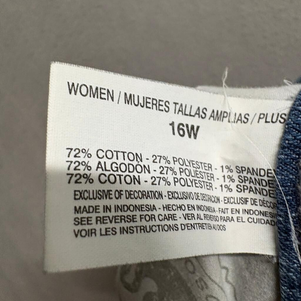 Gloria Vanderbilt Amanda Jeans Womens 16W Blue Denim Straight Leg High Rise Crop