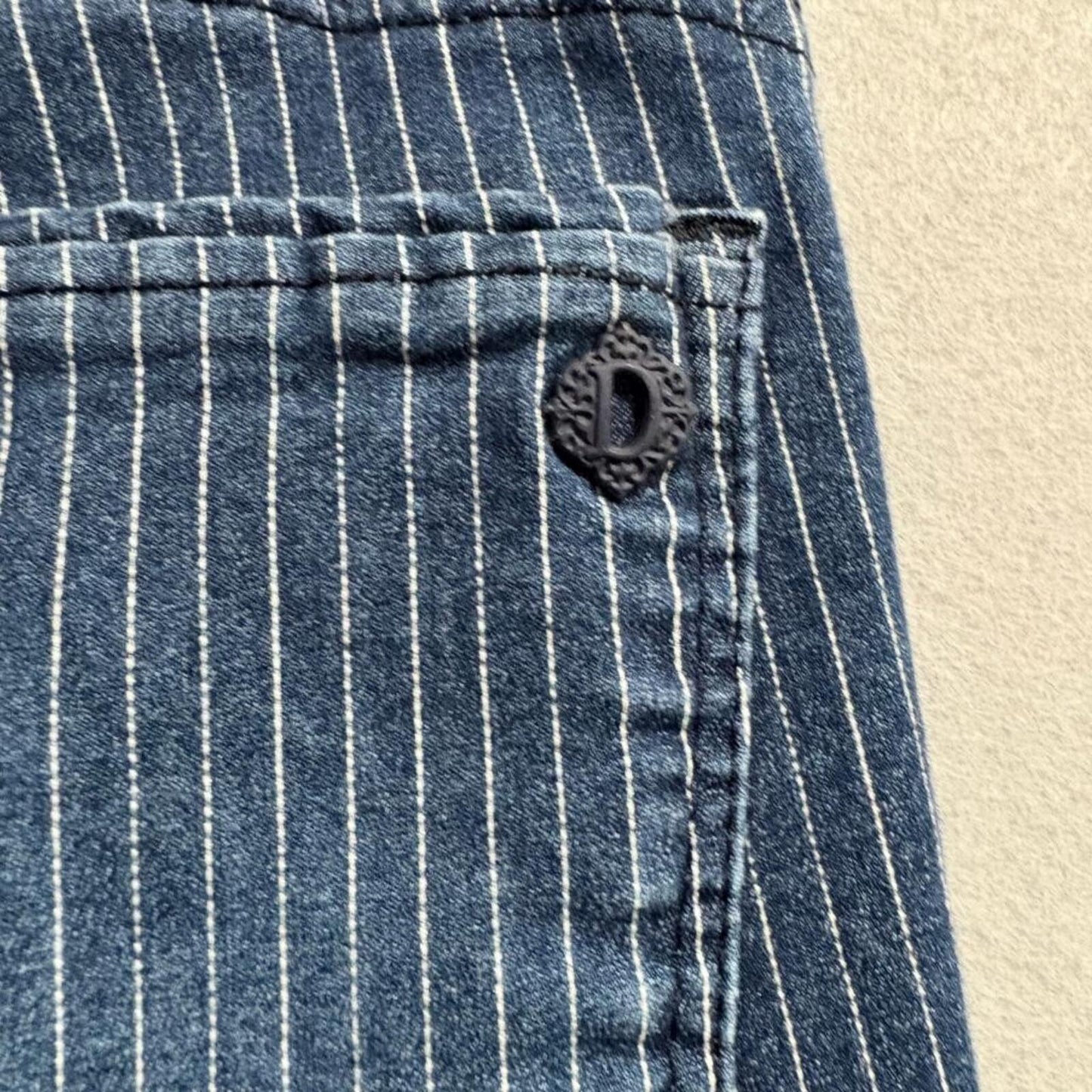 Democracy Ab Technology Pinstripe Skinny Jeans Womens 8P Blue Stretch Crop