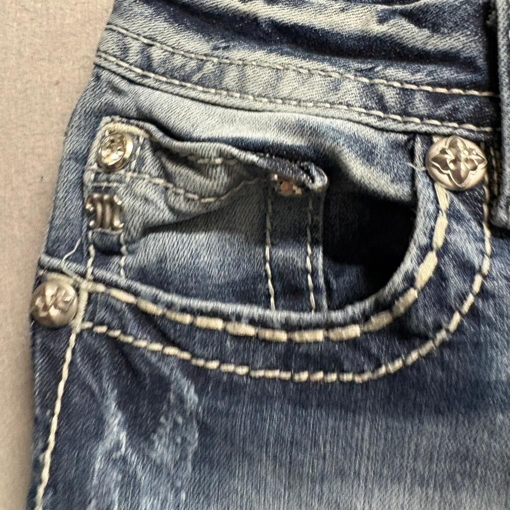 Miss Me Signature Bootcut Jeans Womens 29 Medium Wash Embroidered Flap Pocket