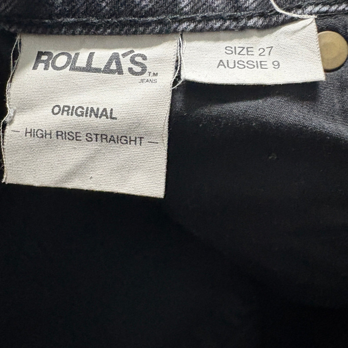 Rolla's Original High Rise Straight Jeans Womens Size 27 Distressed Black Denim