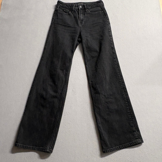 Free Assembly Full Wide Straight Jeans Womens Size 0 Black Organic Cotton Blend