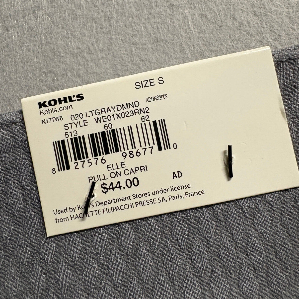 Elle The Polished Stretch Capri Pants Womens Small Gray Diamond Pattern Pull On