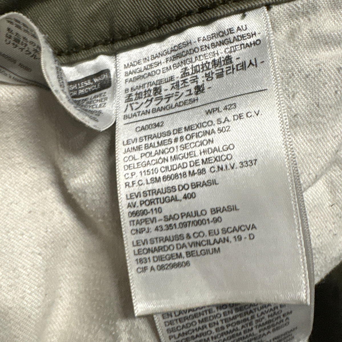 Levis 511 Slim Fit Chino Pants Mens 30x30 Olive Green Cotton Blend Casual