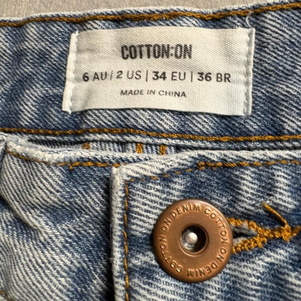 Cotton On Slouch Mom Jeans Womens US 2 Blue Denim High Rise Tapered Leg