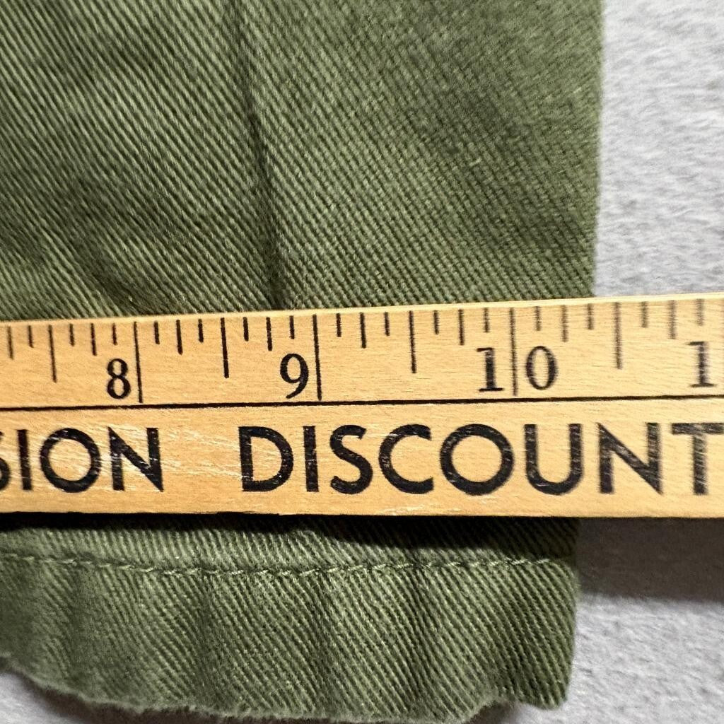 Forever 21 Premium Denim Cargo Pants Womens Small Green Cotton Wide Leg Utility