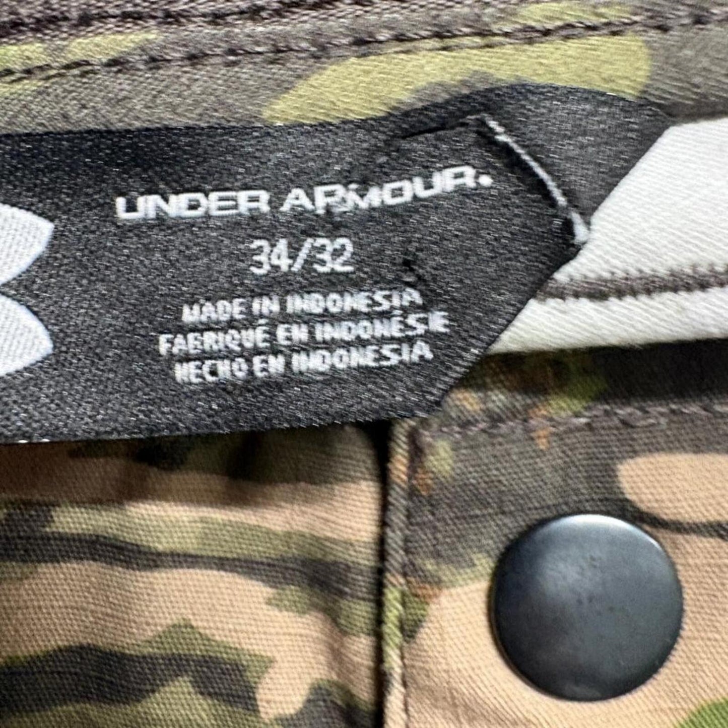 Under Armour Camo Hunting Pants Mens 34x32 Forest Camouflage Ripstop