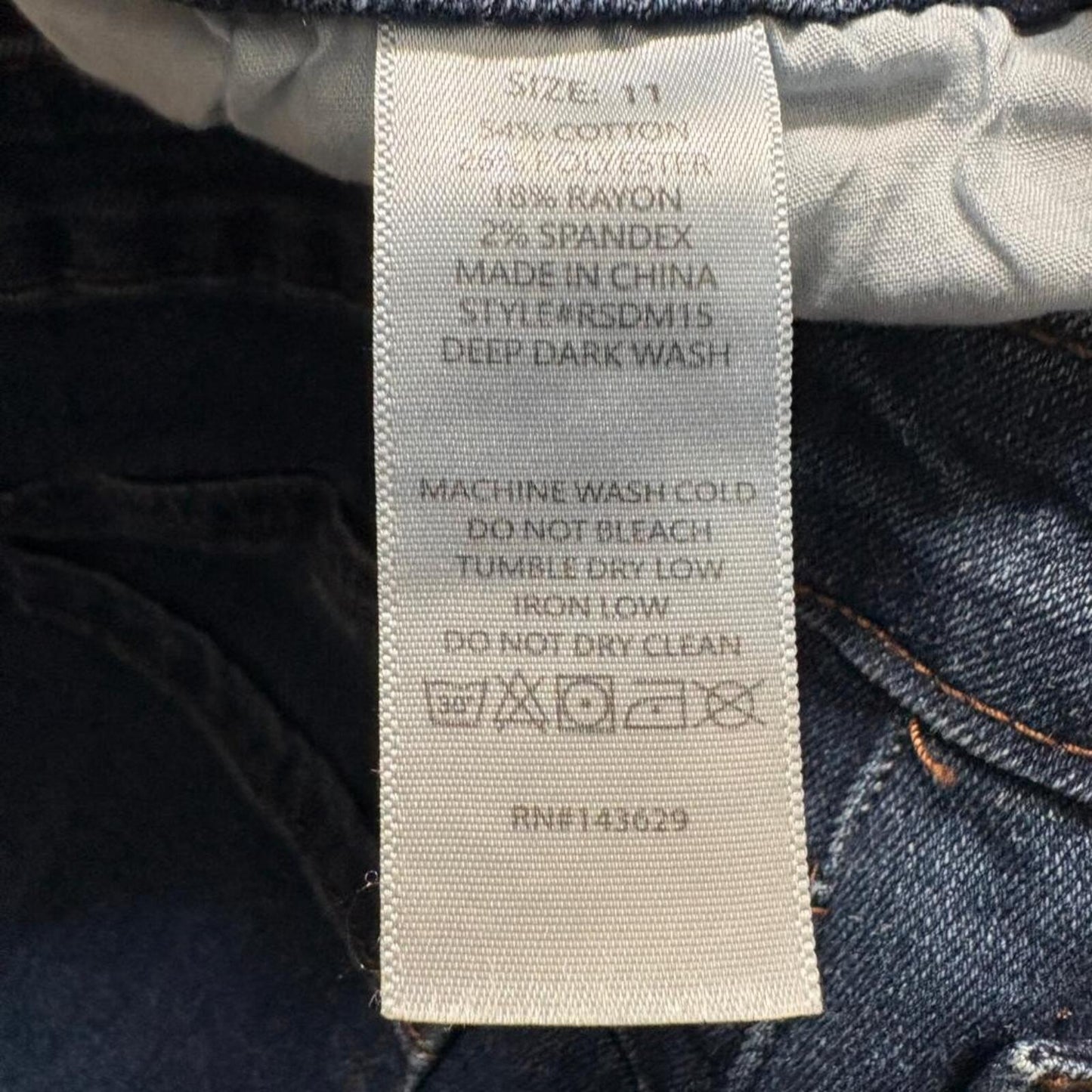 Rise Jeans Womens Size 11 Blue High Rise Skinny Stretch Denim Deep Dark Wash