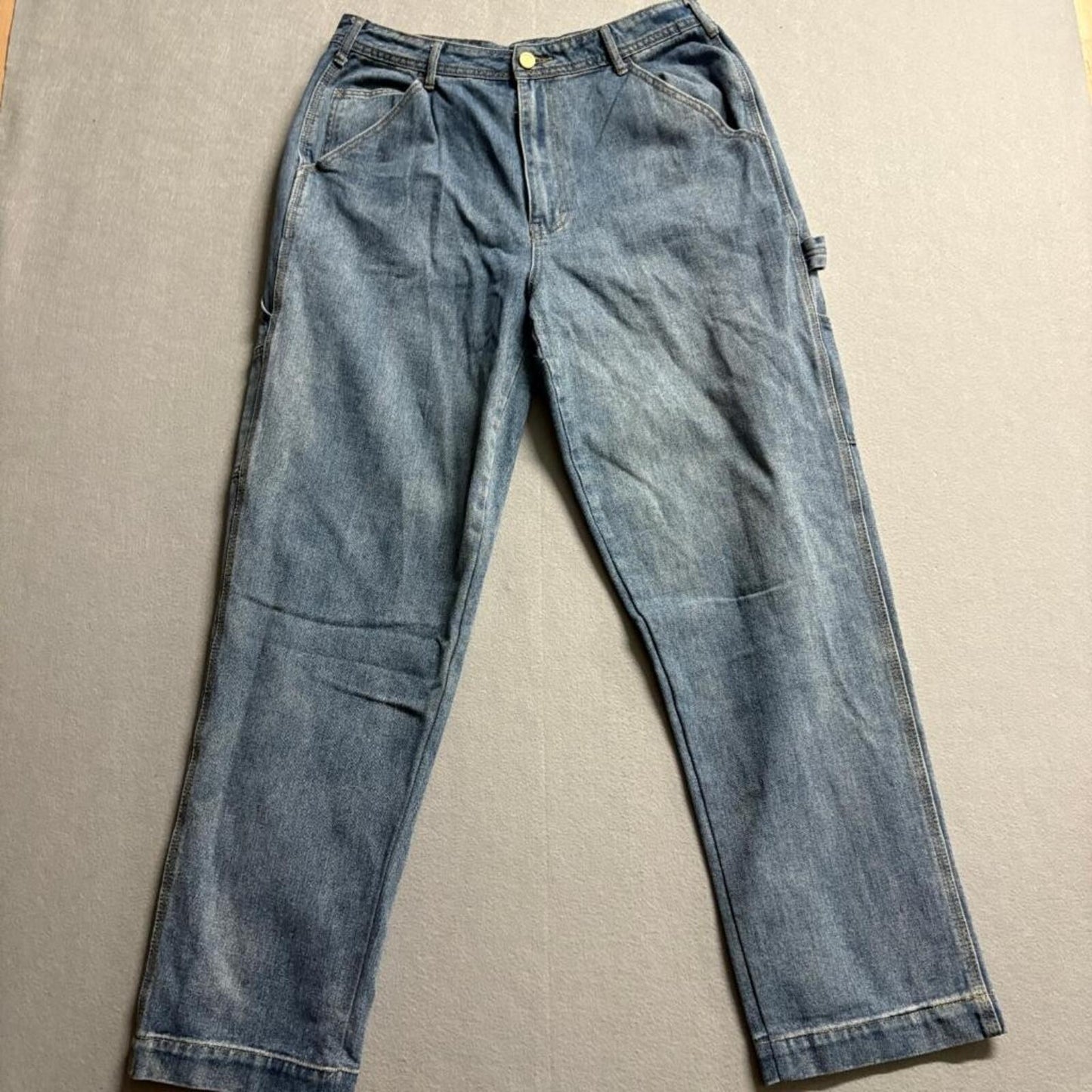 Fashion Nova Carpenter Jeans Mens Size 9 Blue Denim Utility Pants 100% Cotton
