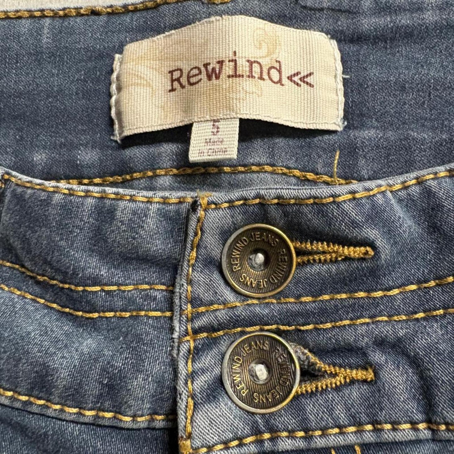 Rewind Skinny Jeans Womens Size 5 Blue Denim Double Button Stretch