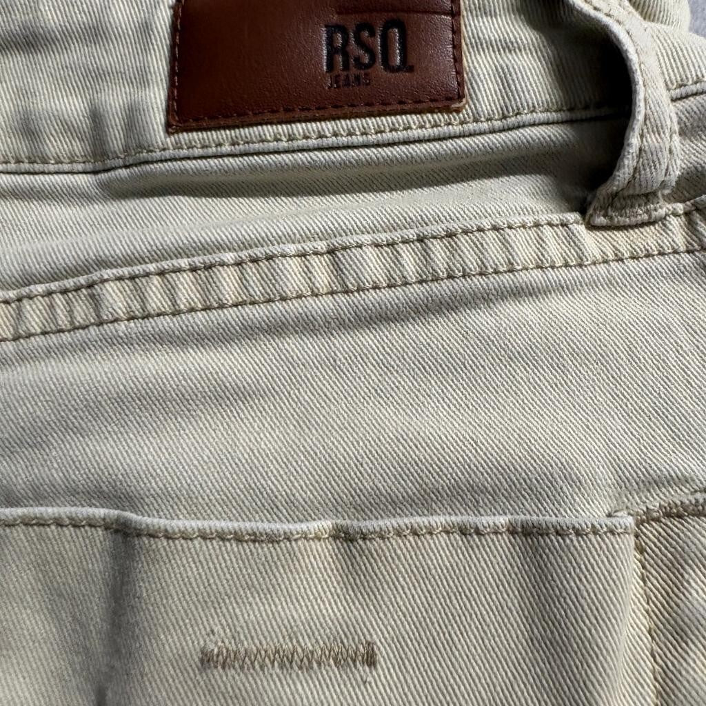 RSQ Jeans Mens Super Skinny Khaki Pants Size 20 Beige Cotton Blend Stretch