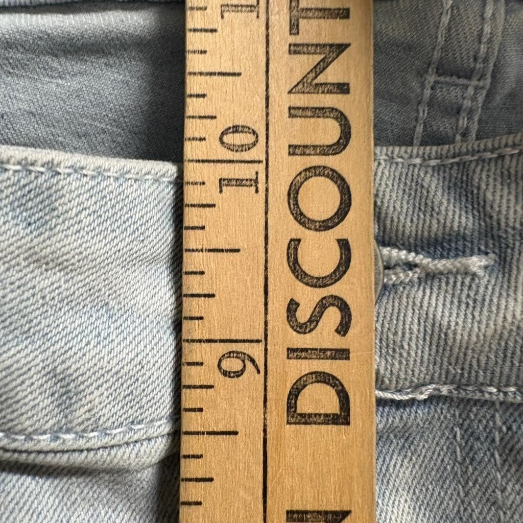 Encrypted Distressed Jeans Mens 34 Light Wash Ripped Graphic Patch Denim