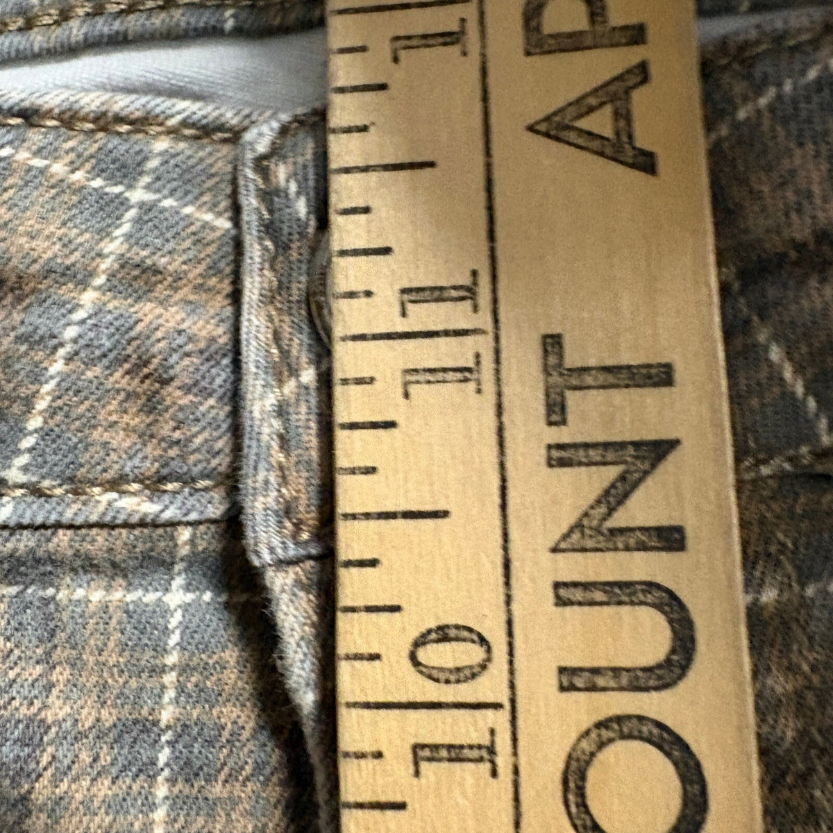 Cleo and Wolf Plaid Jeans Womens 33 Brown Ultra High Rise Kick Flare Stretch