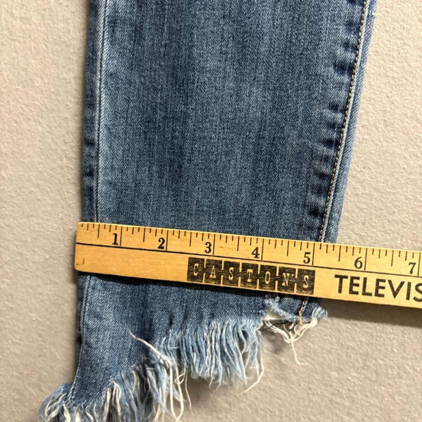 Vervet Ankle Skinny Jeans Womens 27 Distressed Frayed Asymmetric Hem Stretch
