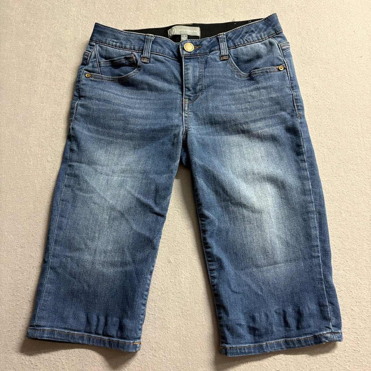 Wit & Wisdom Denim Bermuda Shorts Size 4 Medium Wash Stretch Blue Jeans
