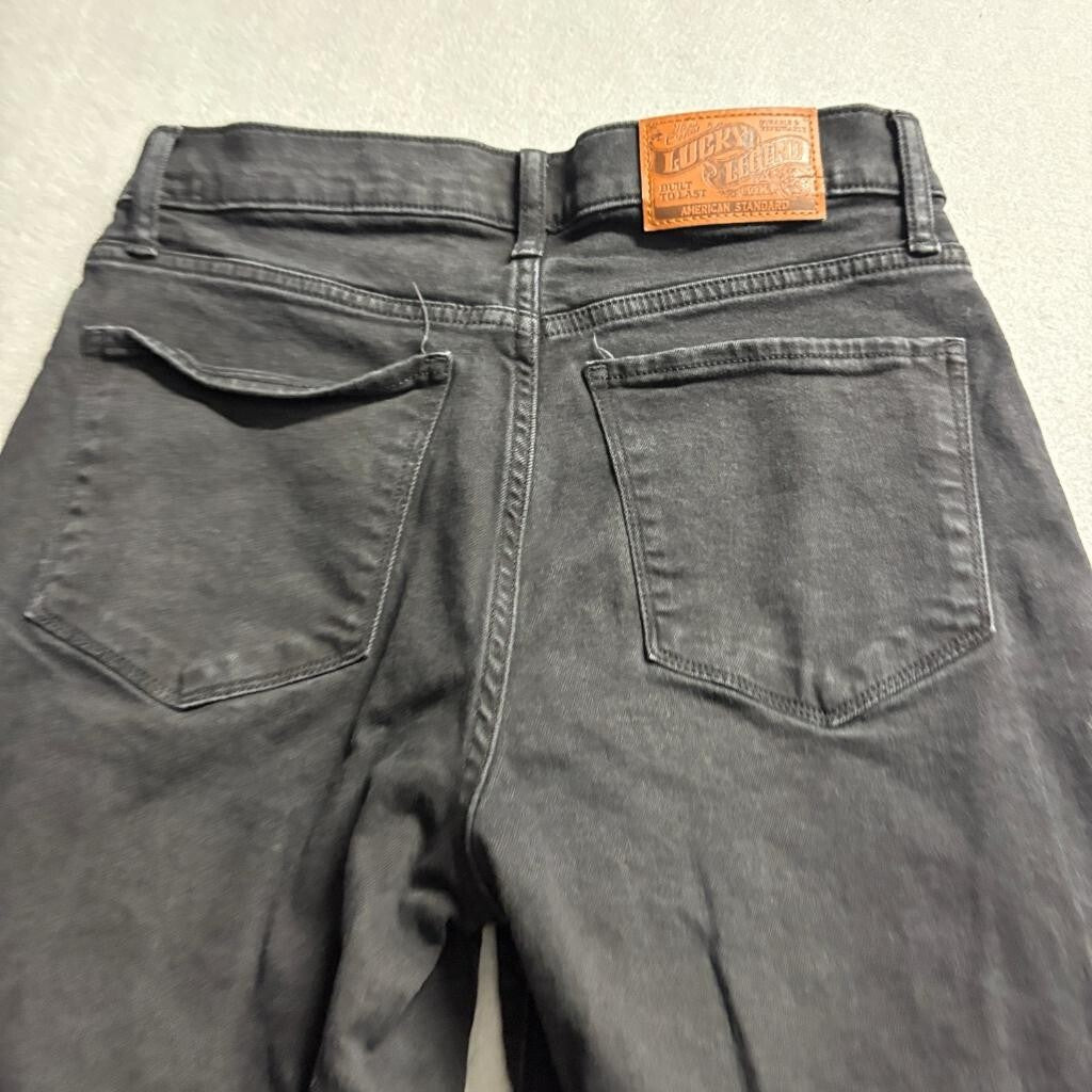 Lucky Brand Stevie High Rise Flare Jeans Womens 6/28R Black Studded Denim