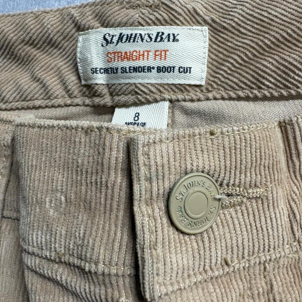 St. John's Bay Corduroy Pants Womens 8 Brown Secretly Slender Bootcut Mid Rise