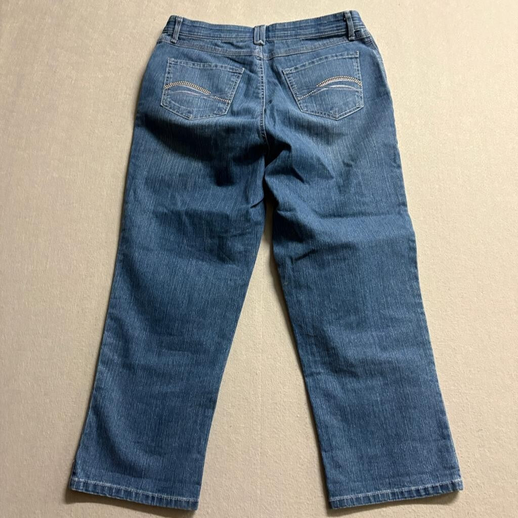 Gloria Vanderbilt Crop Jeans Womens 10 Blue Denim Embroidered Pockets Stretch