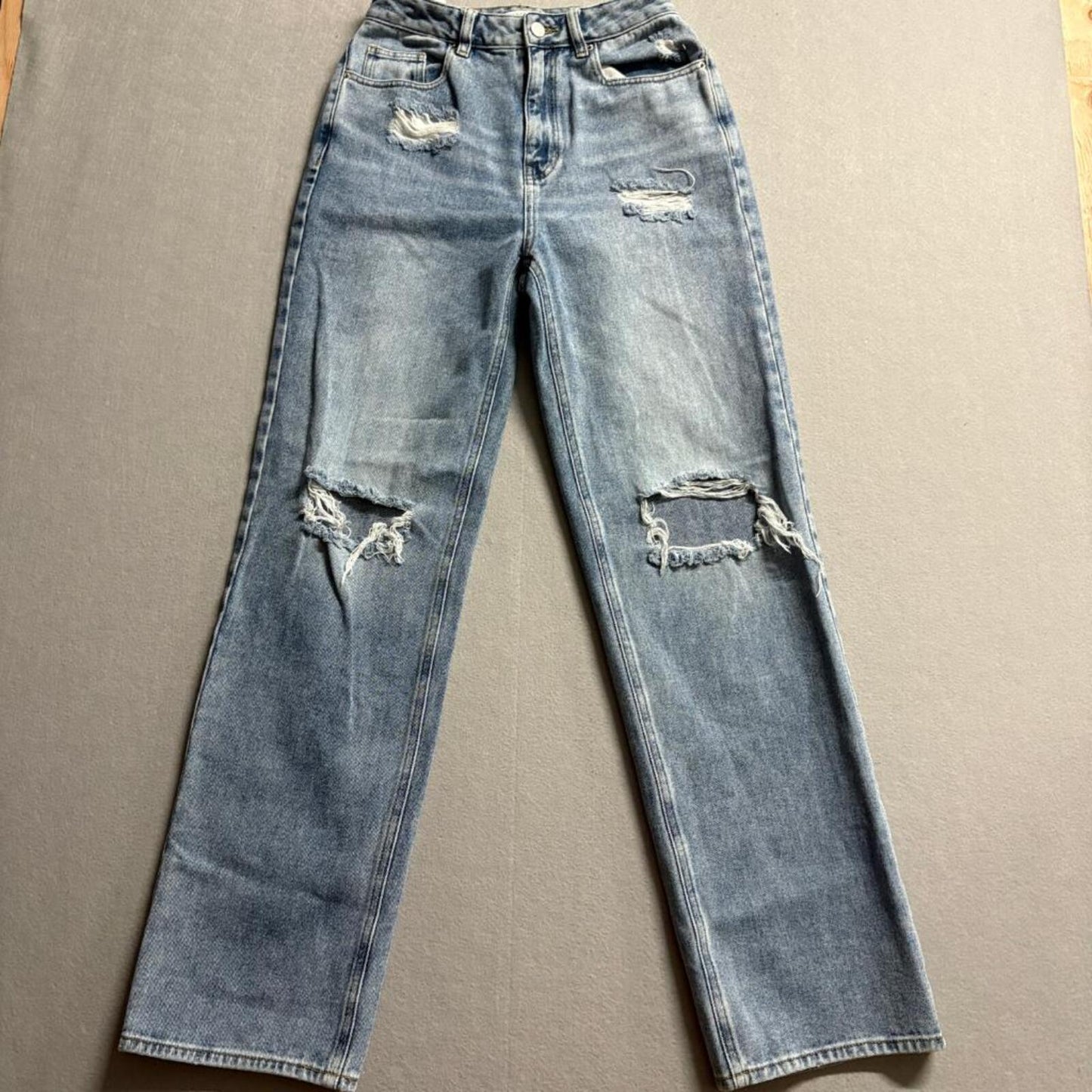 PacSun Distressed High Rise Straight Leg Jeans Womens 25 Blue Denim Cotton
