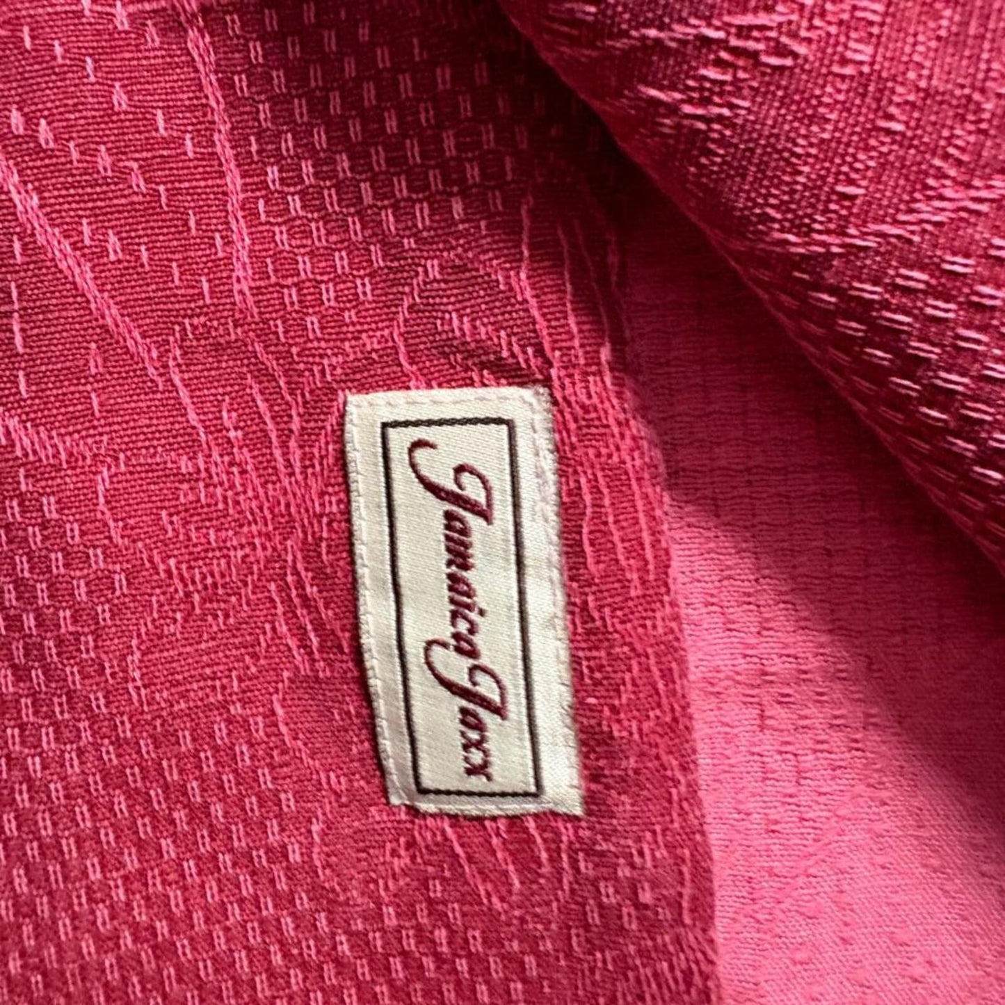 Jamaica Jaxx Silk Hawaiian Shirt Mens Medium Red Floral Jacquard Camp Aloha