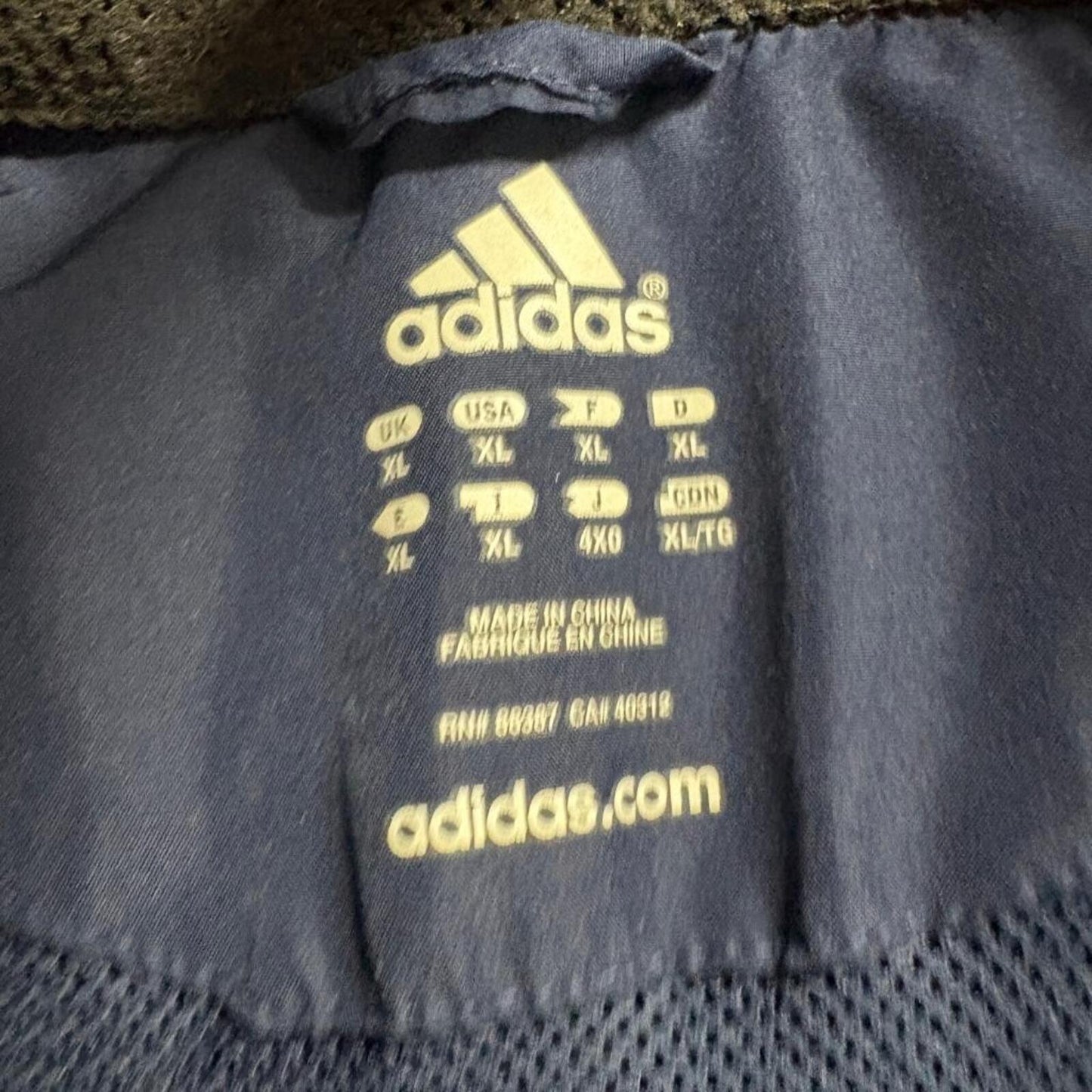 Adidas Windbreaker Jacket Mens XL Navy Blue 3 Stripe Full Zip Mesh Lined