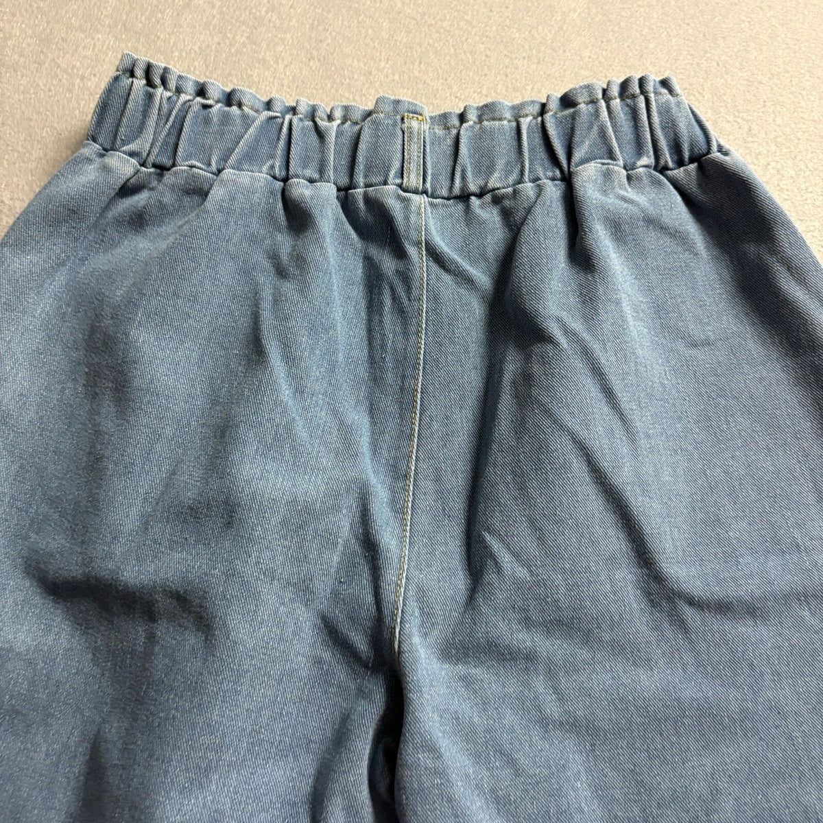 Unbranded Blue Denim Wide Leg Jeans Womens Medium Elastic Waist High Rise Crop