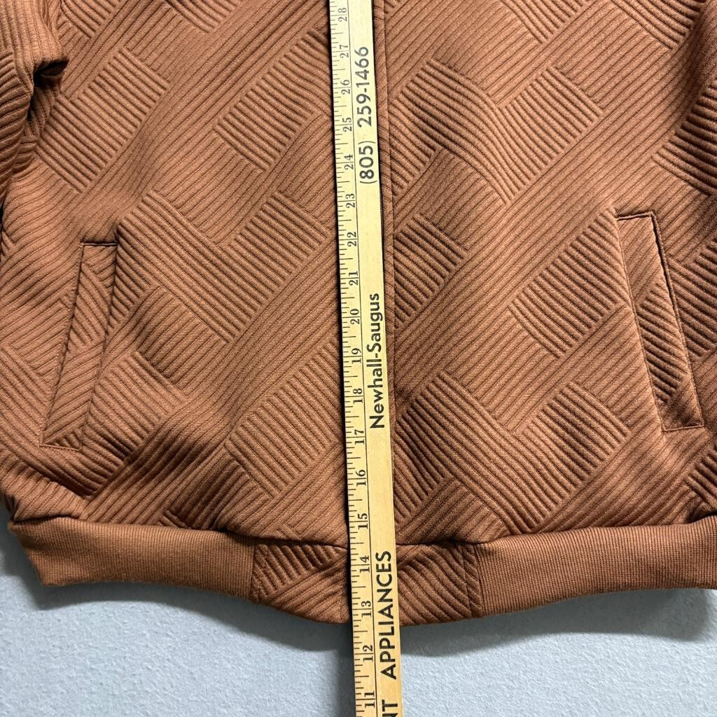 Unbranded Brown Quilted Bomber Jacket Womens Medium Textured Full Zip Casual