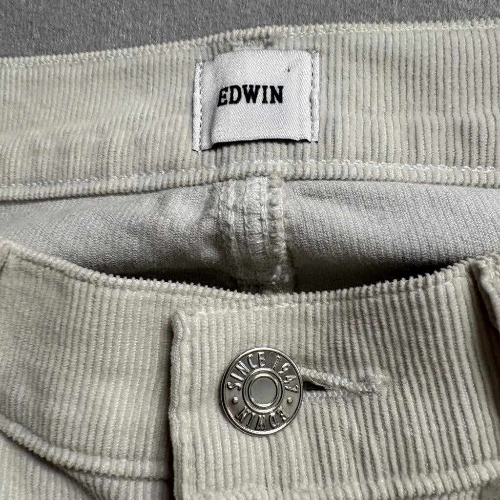 Edwin Bree Corduroy Pants Womens 28 Glacier Gray White Organic Cotton Stretch