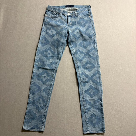 Rock and Republic Berlin Skinny Jeans Womens 4M Blue Aztec Geometric Print
