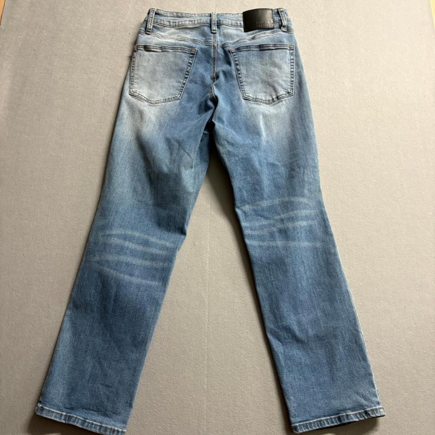 Rue21 Premium Relaxed Fit Jeans Womens 30x30 Blue Distressed Patchwork Denim