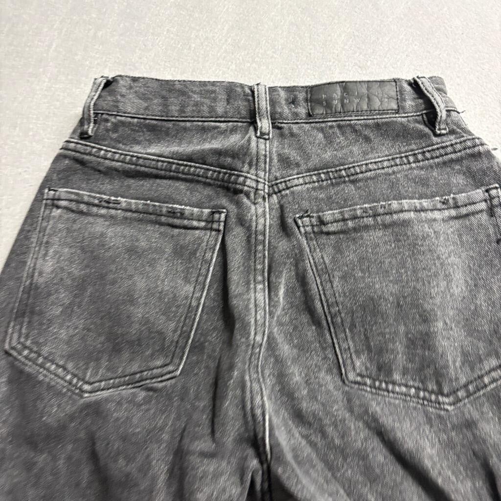 PacSun Dad Jean Womens 24 Gray Acid Wash Denim High Rise Straight Leg Side Slit