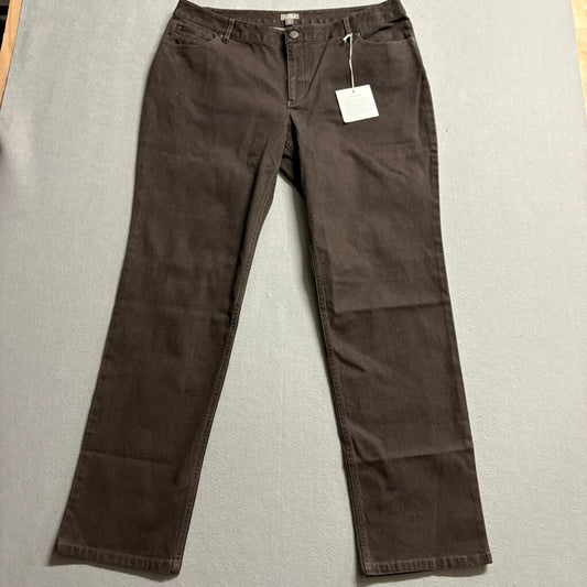 J.Jill Denim Slim Leg Jeans Womens 16 Brown Stretch Cotton Lycra Mid Rise