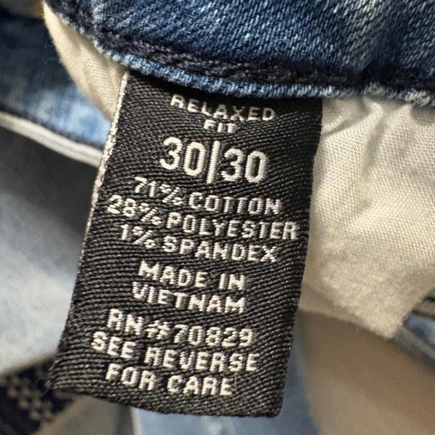 Rue21 Premium Relaxed Fit Jeans Womens 30x30 Blue Distressed Patchwork Denim