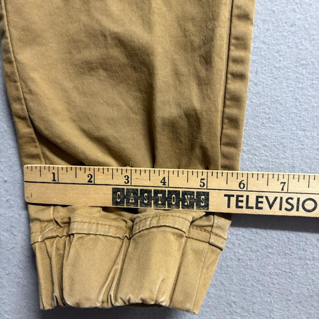 Amplify Mens Jogger Pants Medium Brown Khaki Cotton Blend Stretch Elastic Waist