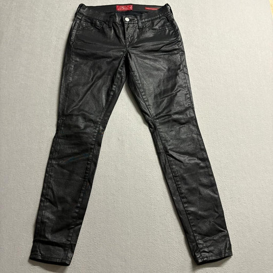 Lucky Brand Charlie Super Skinny Jeans Womens 2/26 Black Coated Waxed Denim