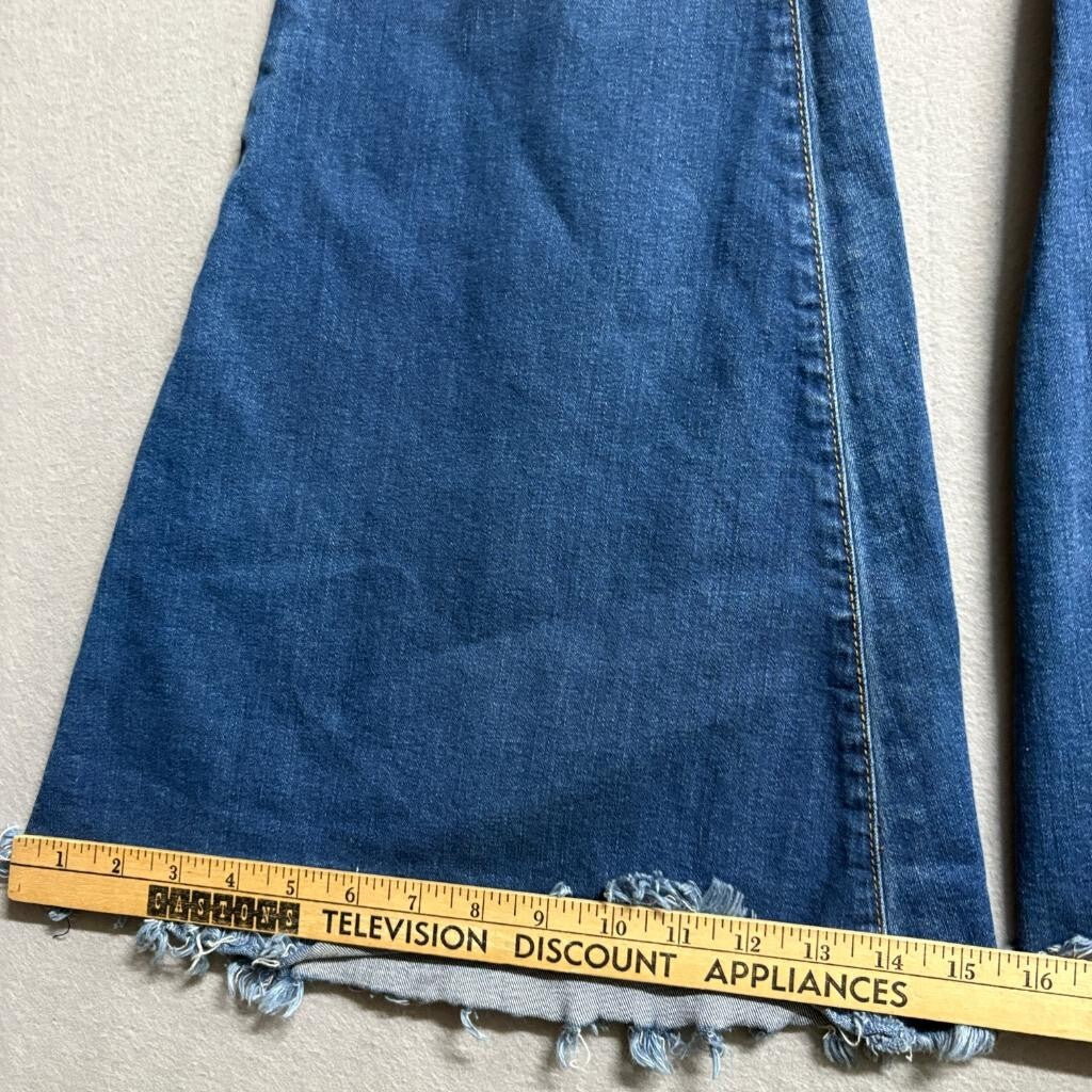 Fashion Nova High Rise Extreme Flare Jeans Womens Size 1 W24 Distressed Raw Hem